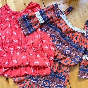 EUC lot girls’ horse dress & bell slv romper sz 12.Perfect for cruise/ vacation!